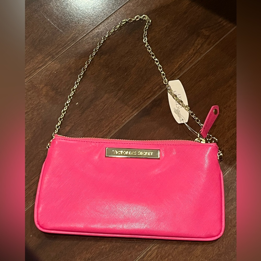 NWT - Victoria's Secret Clutch Purse Pouch with Chain in Hot Pink